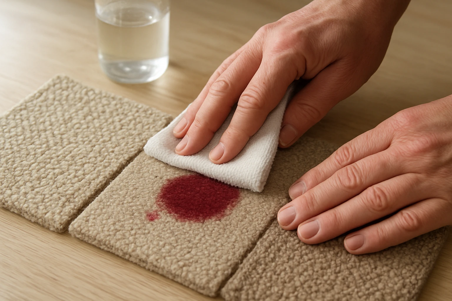 Carpet blotting on wool nylon polyester