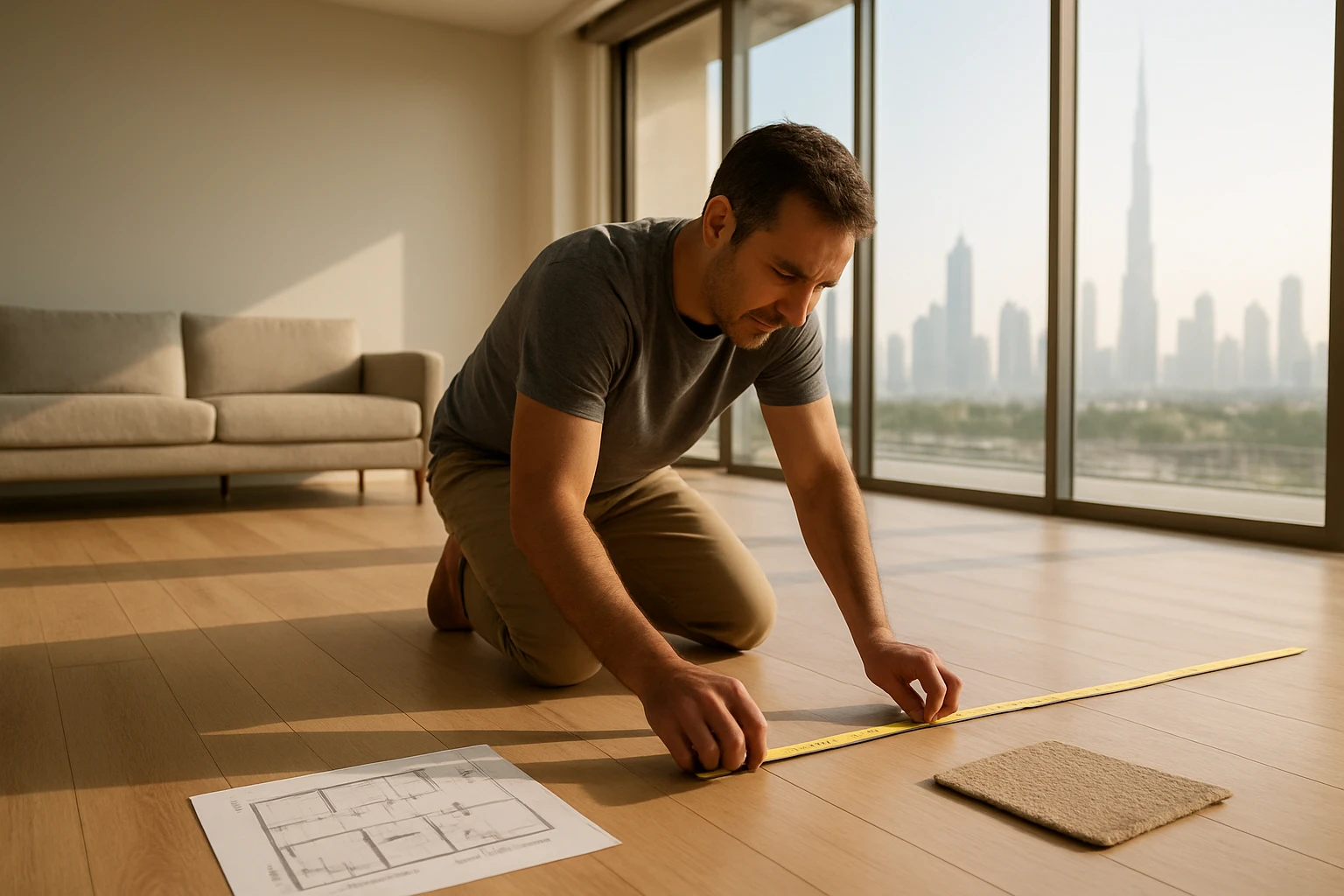 Carpet measurement in Dubai living room