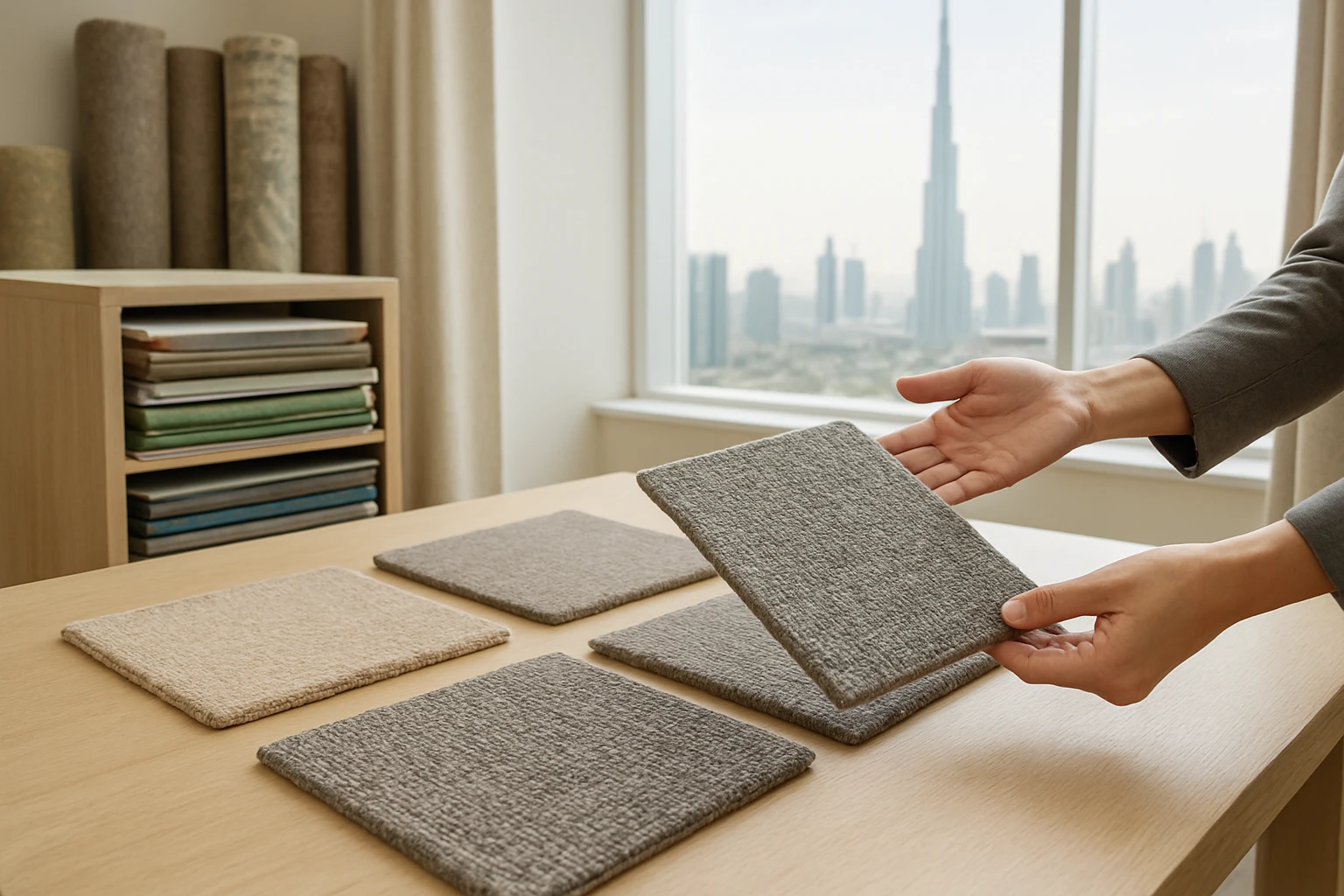 Carpet samples in Dubai showroom
