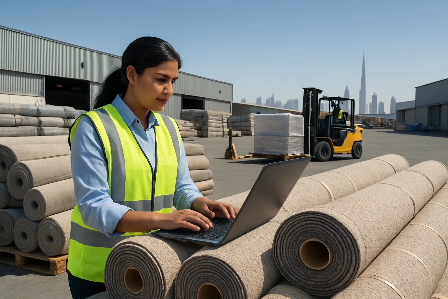 Carpet supplier yard with project manager