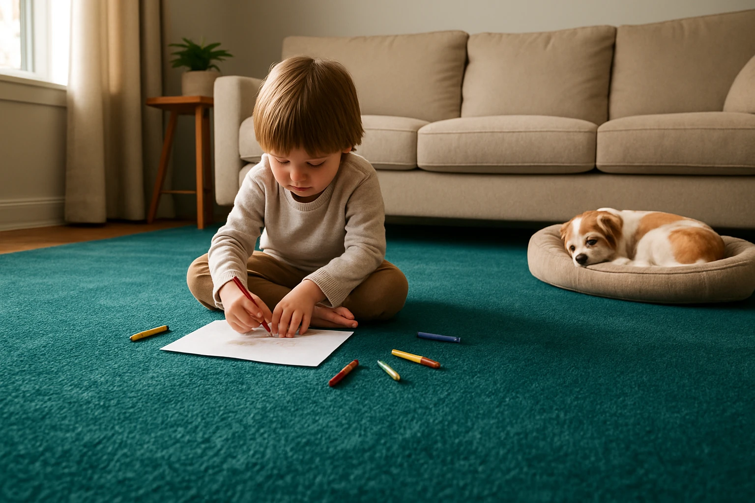 Polyester carpet in bold color