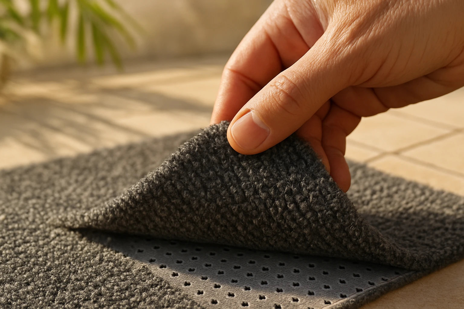 Polypropylene balcony carpet fibers with backing
