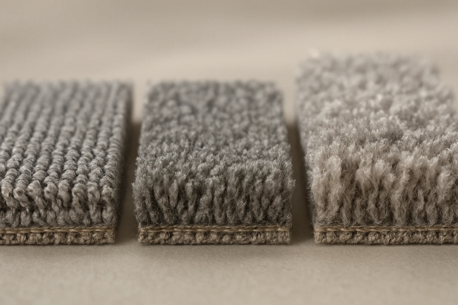 Carpet samples comparing loop and cut pile